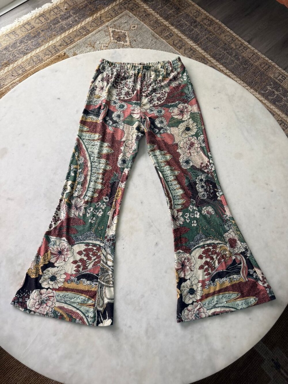 Novella Royale Iris Cropped Bell Pants Floral Print Size Small Boho Chic